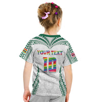 Custom Hawaii Rainbow Warriors Kid T Shirt Polynesian Motif White Color