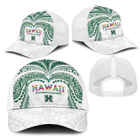 Hawaii Rainbow Warriors Mesh Trucker Cap Polynesian Motif White Color