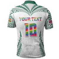 Custom Hawaii Rainbow Warriors Polo Shirt Polynesian Motif White Color