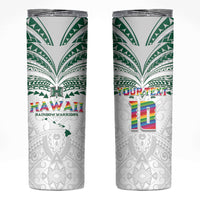 Custom Hawaii Rainbow Warriors Skinny Tumbler Polynesian Motif White Color