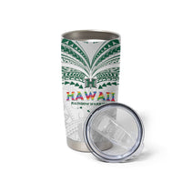 Custom Hawaii Rainbow Warriors Tumbler Cup Polynesian Motif White Color