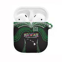 Hawaii Rainbow Warriors AirPods Case Polynesian Motif Black Color