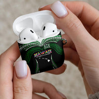 Hawaii Rainbow Warriors AirPods Case Polynesian Motif Black Color