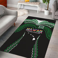 Hawaii Rainbow Warriors Area Rug Polynesian Motif Black Color