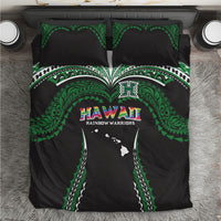 Hawaii Rainbow Warriors Bedding Set Polynesian Motif Black Color