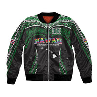 Custom Hawaii Rainbow Warriors Bomber Jacket Polynesian Motif Black Color