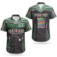 Custom Hawaii Rainbow Warriors Couples Matching Long Sleeve Bodycon Dress and Hawaiian Shirt Polynesian Motif Black Color