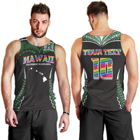 Custom Hawaii Rainbow Warriors Men Tank Top Polynesian Motif Black Color