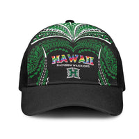 Hawaii Rainbow Warriors Mesh Trucker Cap Polynesian Motif Black Color