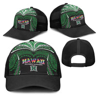 Hawaii Rainbow Warriors Mesh Trucker Cap Polynesian Motif Black Color