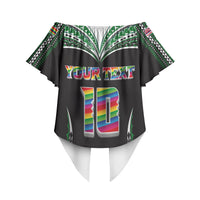 Custom Hawaii Rainbow Warriors Off Shoulder Wrap Waist Top Polynesian Motif Black Color