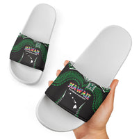 Hawaii Rainbow Warriors Slide Sandals Polynesian Motif Black Color