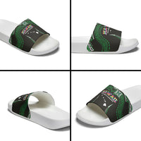 Hawaii Rainbow Warriors Slide Sandals Polynesian Motif Black Color