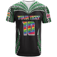 Custom Hawaii Rainbow Warriors T Shirt Polynesian Motif Black Color