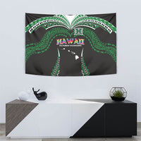 Hawaii Rainbow Warriors Tapestry Polynesian Motif Black Color