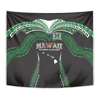 Hawaii Rainbow Warriors Tapestry Polynesian Motif Black Color