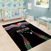 Hawaii Rainbow Warriors Area Rug Polynesian Motif Special Edition Rainbow Gradient