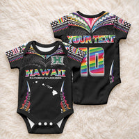 Custom Hawaii Rainbow Warriors Baby Onesie Polynesian Motif Special Edition Rainbow Gradient