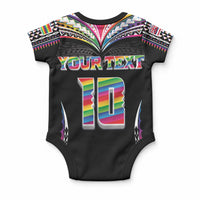 Custom Hawaii Rainbow Warriors Baby Onesie Polynesian Motif Special Edition Rainbow Gradient