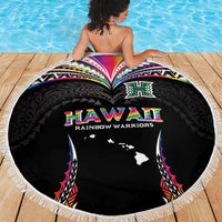 Hawaii Rainbow Warriors Beach Blanket Polynesian Motif Special Edition Rainbow Gradient