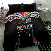 Hawaii Rainbow Warriors Bedding Set Polynesian Motif Special Edition Rainbow Gradient