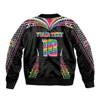 Custom Hawaii Rainbow Warriors Bomber Jacket Polynesian Motif Special Edition Rainbow Gradient