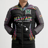 Custom Hawaii Rainbow Warriors Bomber Puffer Jacket Polynesian Motif Special Edition Rainbow Gradient