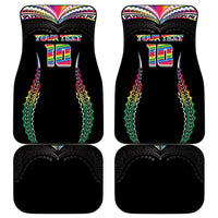 Custom Hawaii Rainbow Warriors Car Mats Polynesian Motif Special Edition Rainbow Gradient