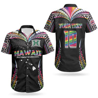 Custom Hawaii Rainbow Warriors Couples Matching Tank Maxi Dress and Hawaiian Shirt Polynesian Motif Special Edition Rainbow Gradient