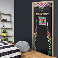 Custom Hawaii Rainbow Warriors Door Cover Polynesian Motif Special Edition Rainbow Gradient
