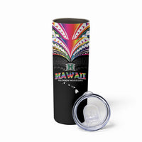 Custom Hawaii Rainbow Warriors Skinny Tumbler Polynesian Motif Special Edition Rainbow Gradient