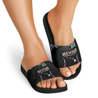 Hawaii Rainbow Warriors Slide Sandals Polynesian Motif Special Edition Rainbow Gradient