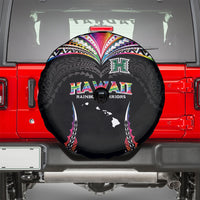 Hawaii Rainbow Warriors Spare Tire Cover Polynesian Motif Special Edition Rainbow Gradient