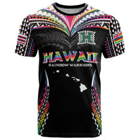Custom Hawaii Rainbow Warriors T Shirt Polynesian Motif Special Edition Rainbow Gradient
