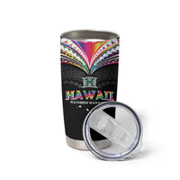 Custom Hawaii Rainbow Warriors Tumbler Cup Polynesian Motif Special Edition Rainbow Gradient