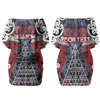 Personalised Aotearoa Iwi Ngapuhi Couples Matching Off Shoulder Short Dress and Long Sleeve Button Shirt Maori Motif Tribal