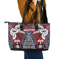 Aotearoa Iwi Ngapuhi Leather Tote Bag Maori Motif Tribal