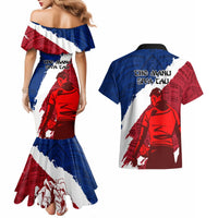 Samoa Rugby Couples Matching Mermaid Dress and Hawaiian Shirt Siva Tau Dance Polynesian Tattoo Brush Style LT03 - Polynesian Pride