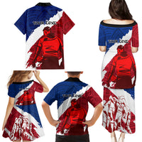 Custom Samoa Rugby Family Matching Puletasi Dress and Hawaiian Shirt Siva Tau Dance Polynesian Tattoo Brush Style LT03 - Polynesian Pride