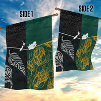South Africa and New Zealand Garden Flag King Protea and Silver Fern Mix Culture Pattern LT03 - Polynesian Pride
