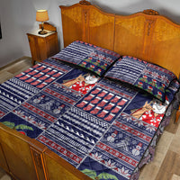 Hawaii Mele Kalikimaka Quilt Bed Set Aloha and Christmas Elements Patchwork Blue Style LT03 - Polynesian Pride
