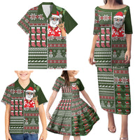 Hawaii Mele Kalikimaka Family Matching Puletasi Dress and Hawaiian Shirt Aloha and Christmas Elements Patchwork Green Style LT03 - Polynesian Pride