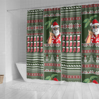 Hawaii Mele Kalikimaka Shower Curtain Aloha and Christmas Elements Patchwork Green Style LT03 - Polynesian Pride