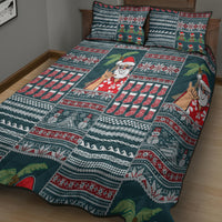 Hawaii Mele Kalikimaka Quilt Bed Set Aloha and Christmas Elements Patchwork Turquoise Style LT03 - Polynesian Pride