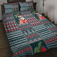 Hawaii Mele Kalikimaka Quilt Bed Set Aloha and Christmas Elements Patchwork Turquoise Style LT03 - Polynesian Pride