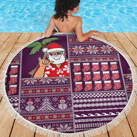 Hawaii Mele Kalikimaka Beach Blanket Aloha and Christmas Elements Patchwork Pink Style LT03 - Polynesian Pride