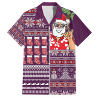 Hawaii Mele Kalikimaka Family Matching Off Shoulder Maxi Dress and Hawaiian Shirt Aloha and Christmas Elements Patchwork Pink Style LT03 Dad's Shirt - Short Sleeve Pink - Polynesian Pride