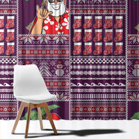 Hawaii Mele Kalikimaka Window Curtain Aloha and Christmas Elements Patchwork Pink Style LT03 - Polynesian Pride