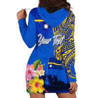Personalised Nauru Independence Day Hoodie Dress Nauruan Tribal Flag Style LT03 - Polynesian Pride