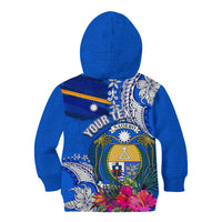 Personalised Nauru Coat of Arms Kid Hoodie Tropical Flower Polynesian Pattern LT03 - Polynesian Pride